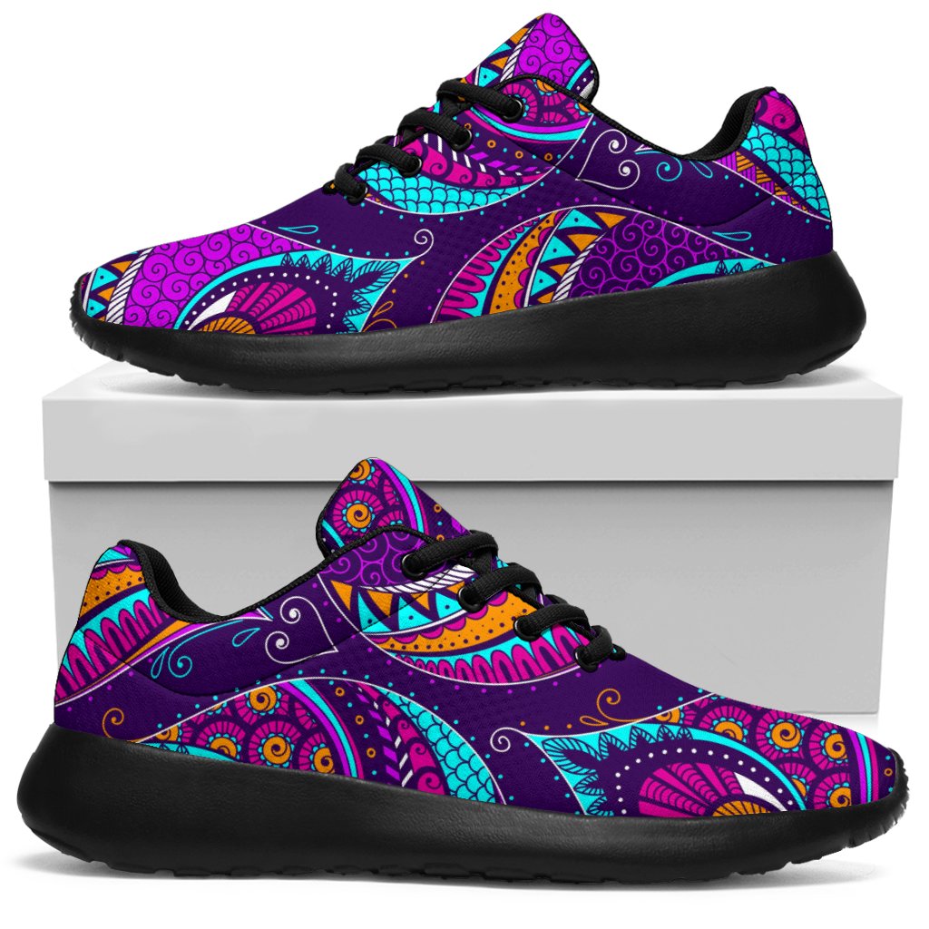 Purple Bohemian Peacock Feather Print Sport Shoes GearFrost