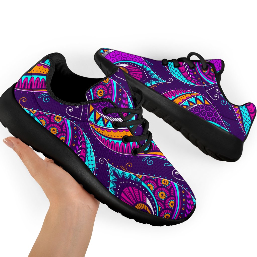 Purple Bohemian Peacock Feather Print Sport Shoes GearFrost