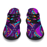 Purple Bohemian Peacock Feather Print Sport Shoes GearFrost