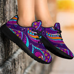 Purple Bohemian Peacock Feather Print Sport Shoes GearFrost