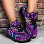 Purple Bohemian Peacock Feather Print Sport Shoes GearFrost