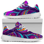 Purple Bohemian Peacock Feather Print Sport Shoes GearFrost