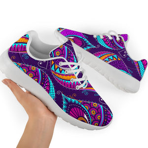 Purple Bohemian Peacock Feather Print Sport Shoes GearFrost