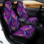 Purple Bohemian Peacock Feather Print Universal Fit Car Seat Covers