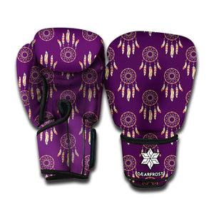 Purple Boho Dream Catcher Pattern Print Boxing Gloves