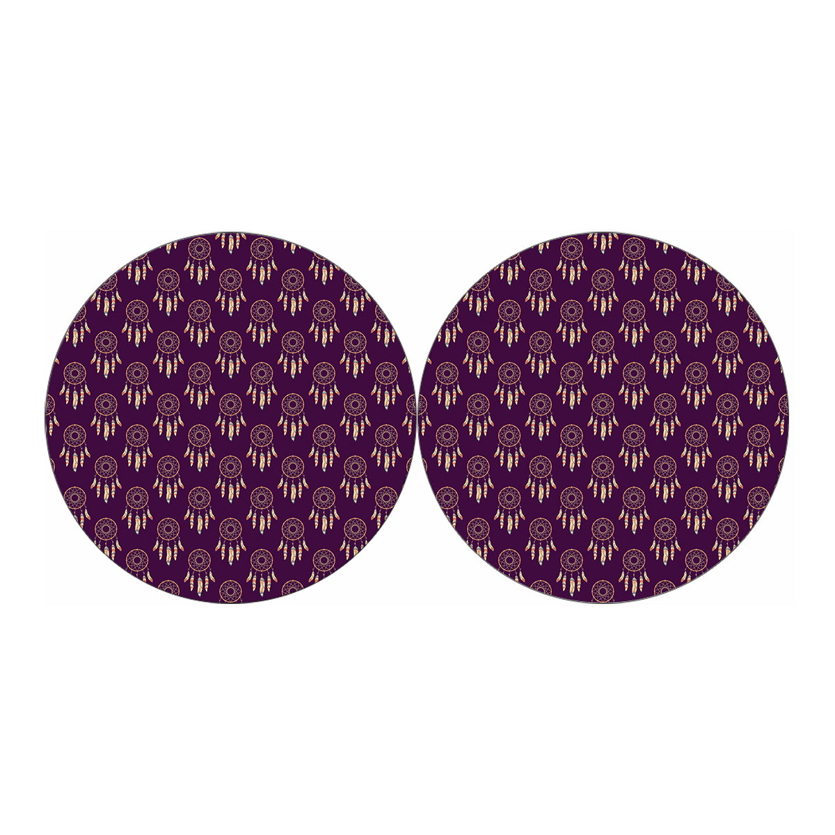 Purple Boho Dream Catcher Pattern Print Car Coasters