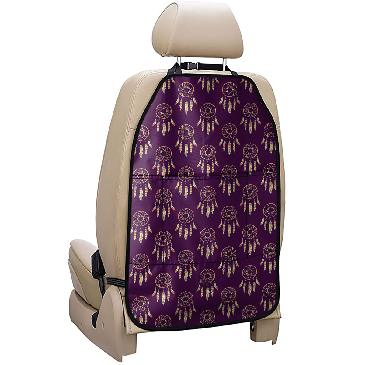 Purple Boho Dream Catcher Pattern Print Car Seat Organizers