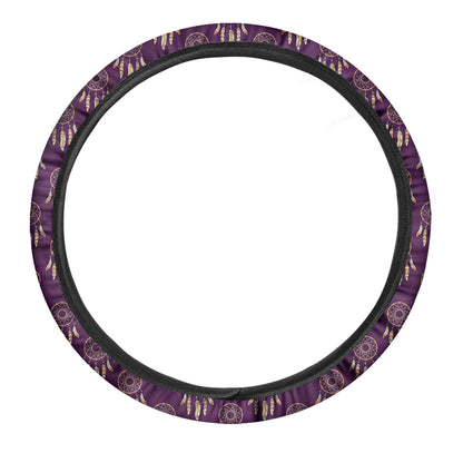 Purple Boho Dream Catcher Pattern Print Car Steering Wheel Cover