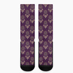Purple Boho Dream Catcher Pattern Print Crew Socks