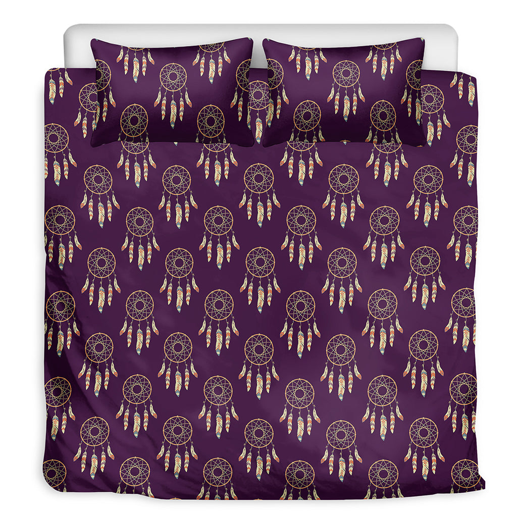 Purple Boho Dream Catcher Pattern Print Duvet Cover Bedding Set