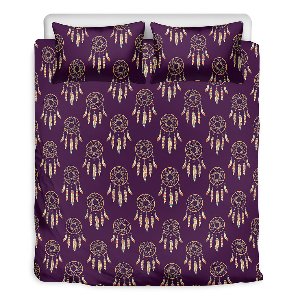 Purple Boho Dream Catcher Pattern Print Duvet Cover Bedding Set