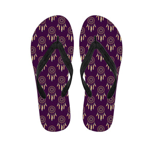 Purple Boho Dream Catcher Pattern Print Flip Flops