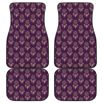 Purple Boho Dream Catcher Pattern Print Front and Back Car Floor Mats