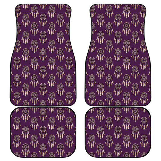 Purple Boho Dream Catcher Pattern Print Front and Back Car Floor Mats