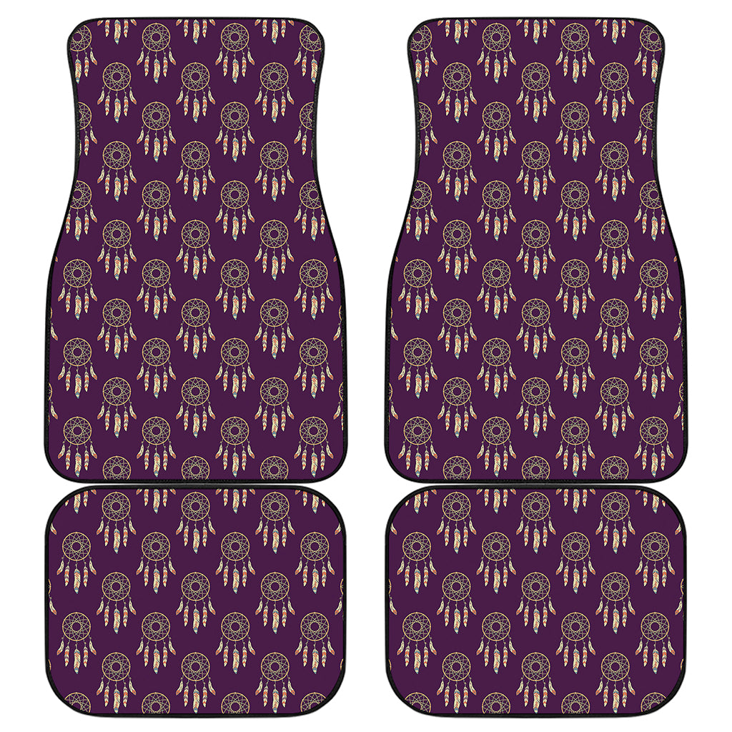 Purple Boho Dream Catcher Pattern Print Front and Back Car Floor Mats