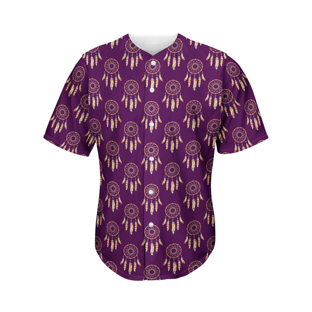 Purple Boho Dream Catcher Pattern Print Men's Baseball Jersey