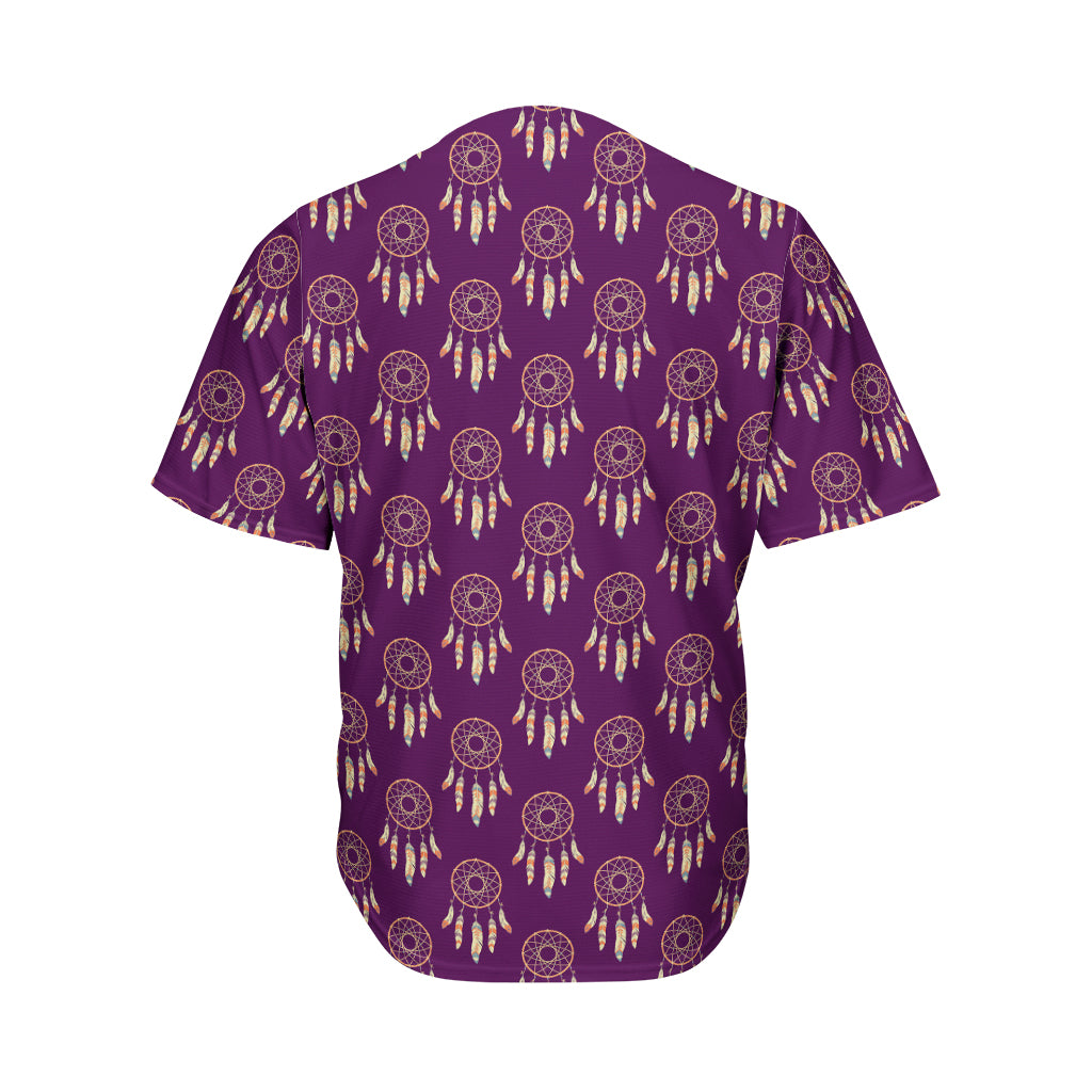 Purple Boho Dream Catcher Pattern Print Men's Baseball Jersey