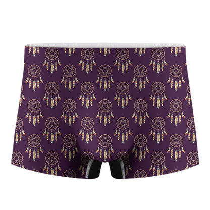 Purple Boho Dream Catcher Pattern Print Men's Boxer Briefs