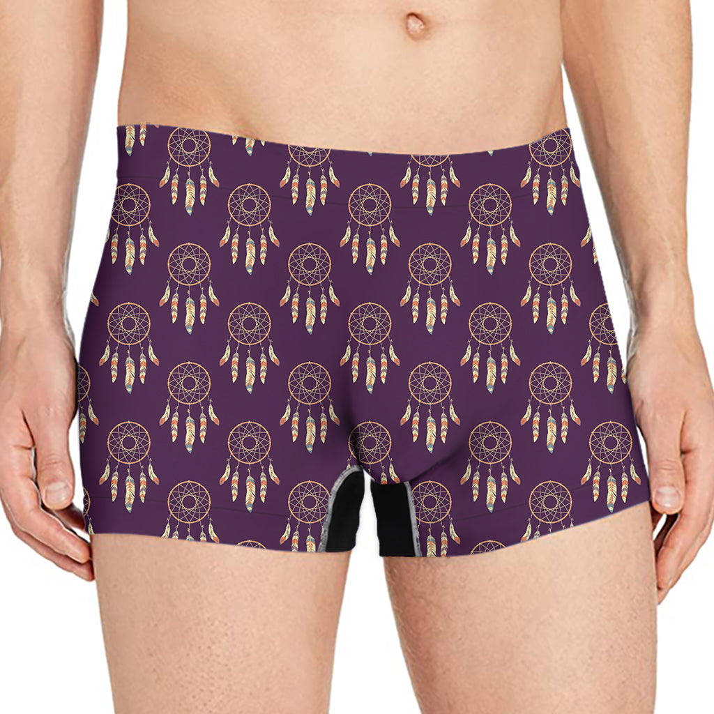 Purple Boho Dream Catcher Pattern Print Men's Boxer Briefs