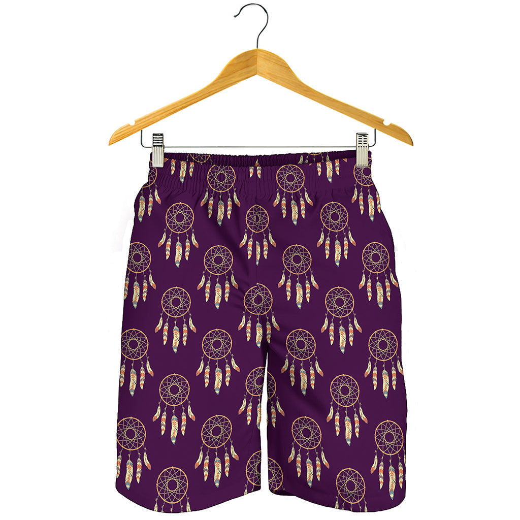 Purple Boho Dream Catcher Pattern Print Men's Shorts