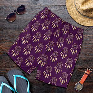 Purple Boho Dream Catcher Pattern Print Men's Shorts