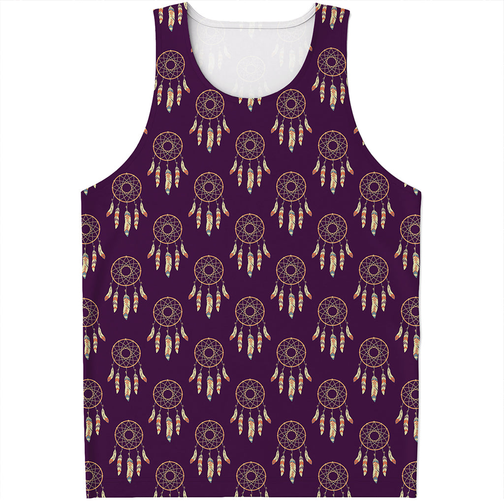 Purple Boho Dream Catcher Pattern Print Men's Tank Top