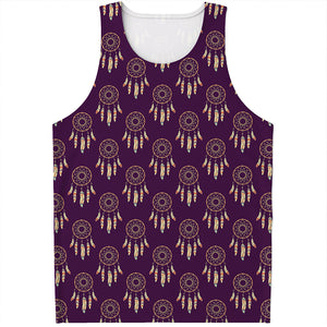 Purple Boho Dream Catcher Pattern Print Men's Tank Top