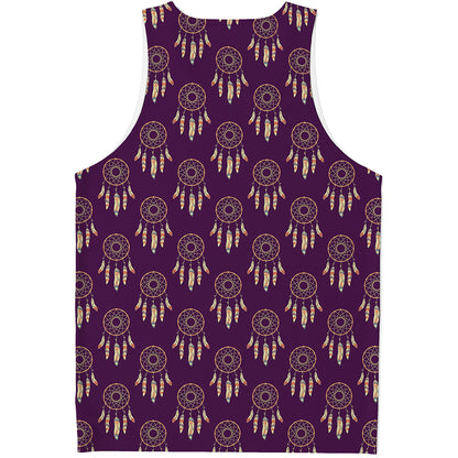 Purple Boho Dream Catcher Pattern Print Men's Tank Top