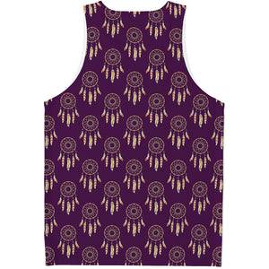 Purple Boho Dream Catcher Pattern Print Men's Tank Top