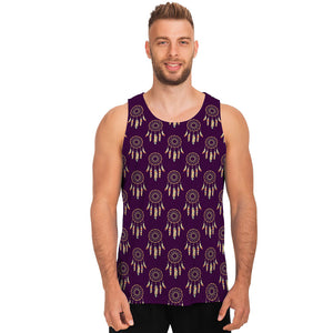 Purple Boho Dream Catcher Pattern Print Men's Tank Top