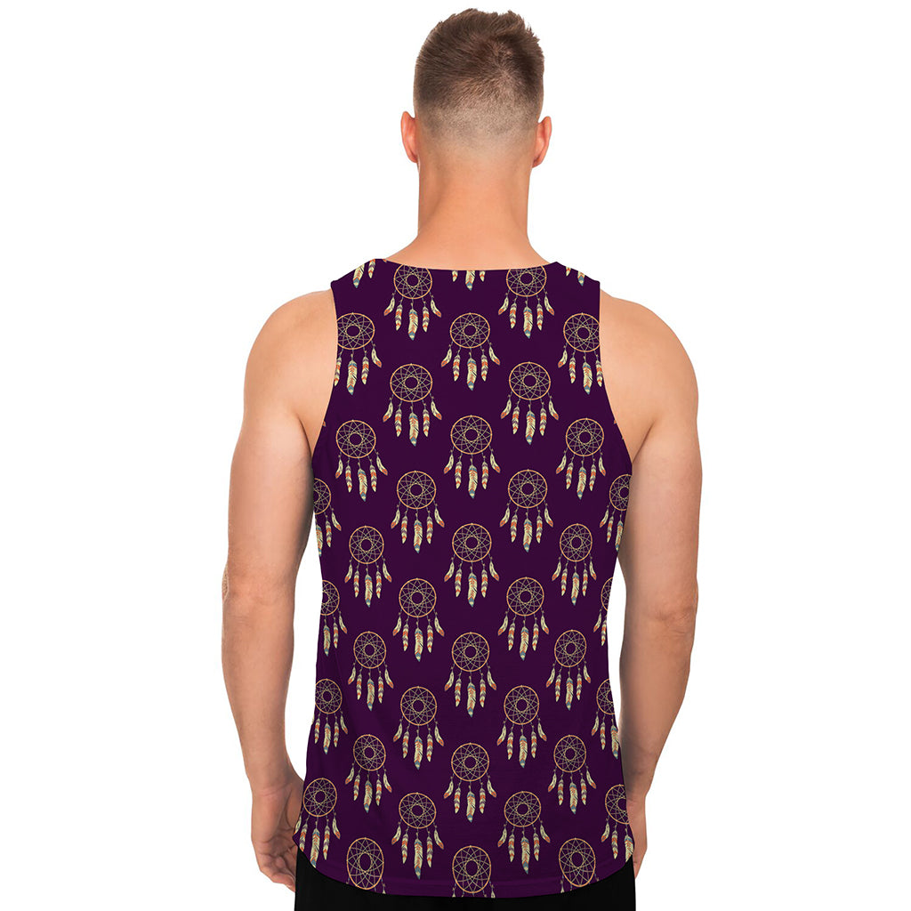 Purple Boho Dream Catcher Pattern Print Men's Tank Top