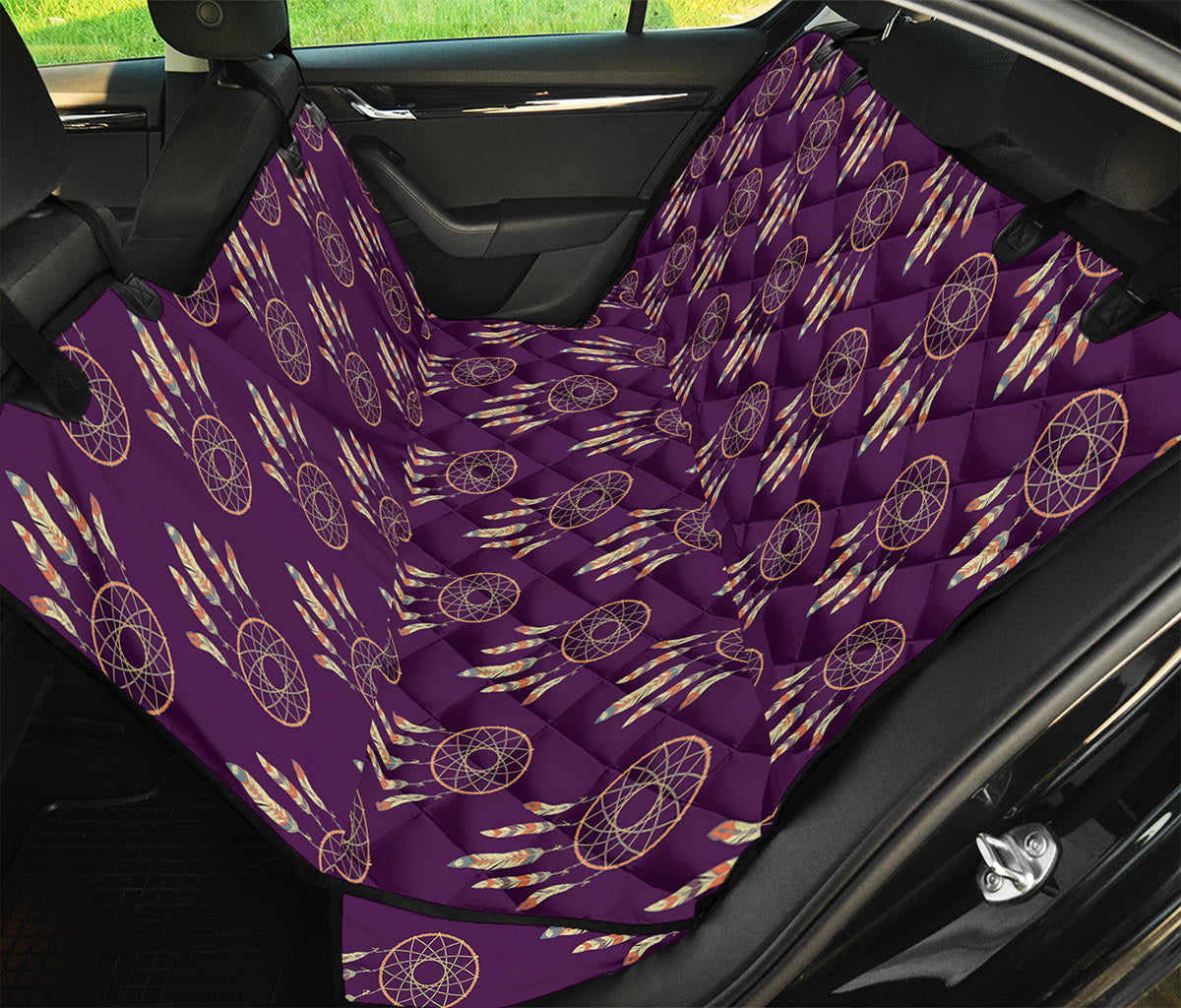 Purple Boho Dream Catcher Pattern Print Pet Car Back Seat Cover