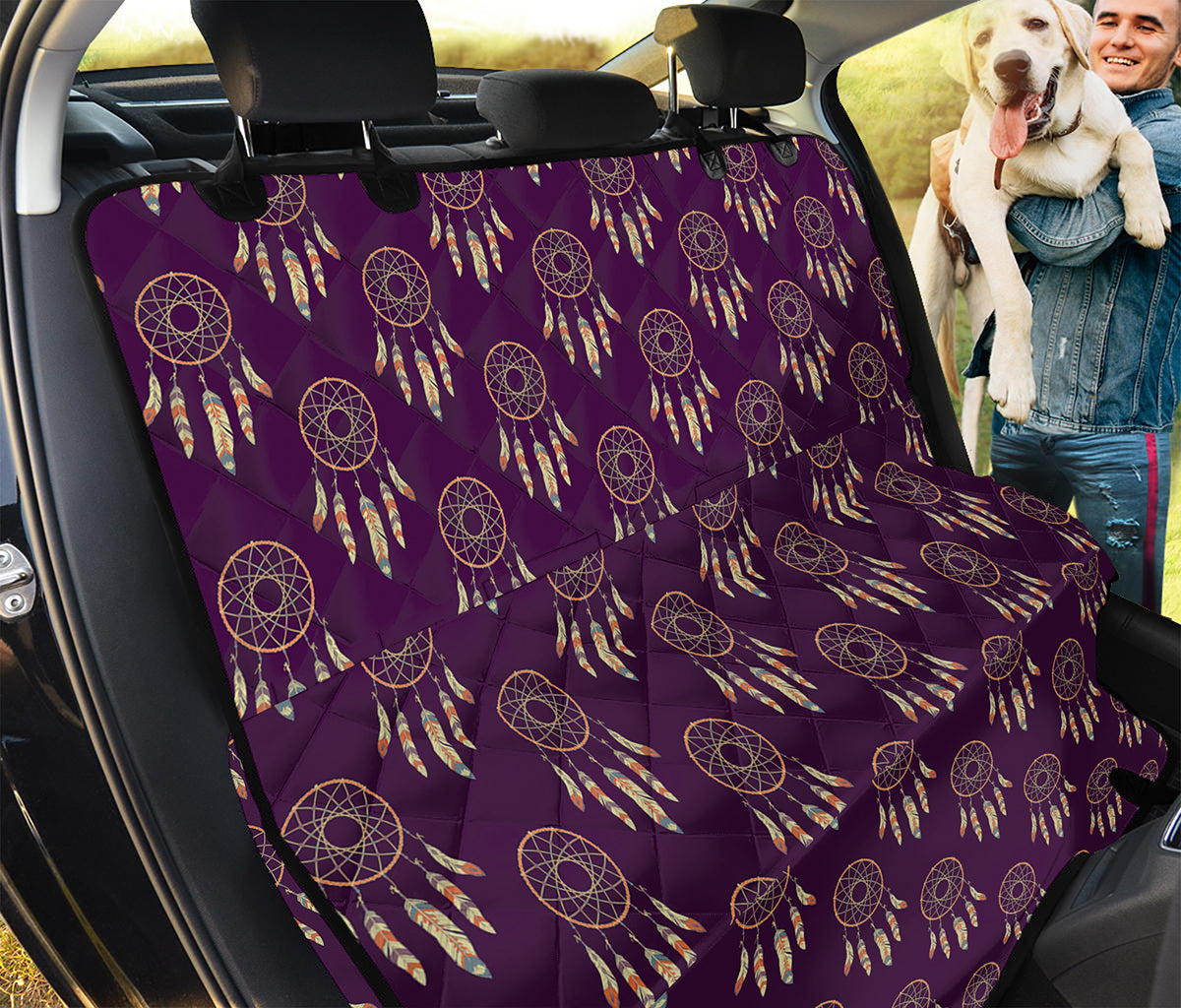 Purple Boho Dream Catcher Pattern Print Pet Car Back Seat Cover