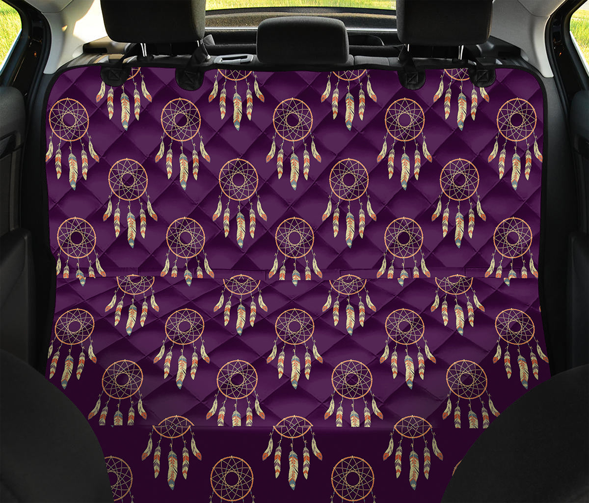 Purple Boho Dream Catcher Pattern Print Pet Car Back Seat Cover