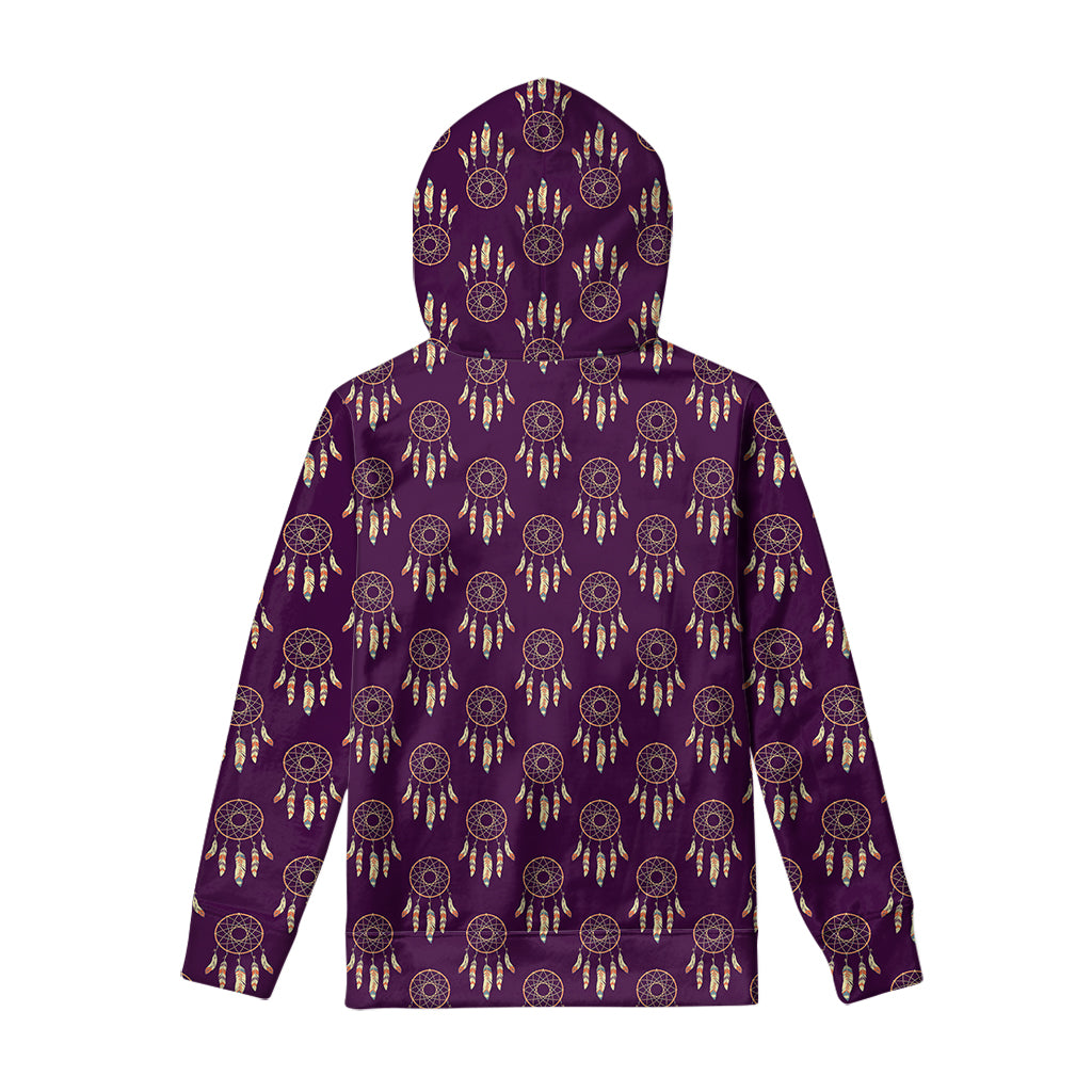 Purple Boho Dream Catcher Pattern Print Pullover Hoodie