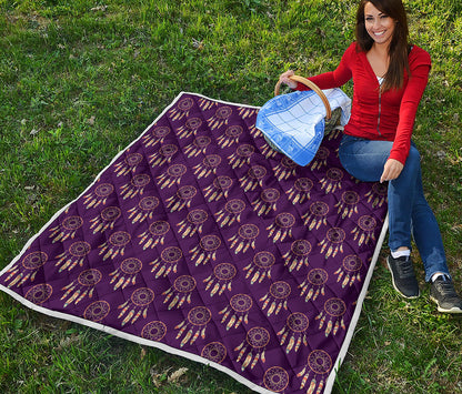 Purple Boho Dream Catcher Pattern Print Quilt