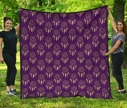 Purple Boho Dream Catcher Pattern Print Quilt
