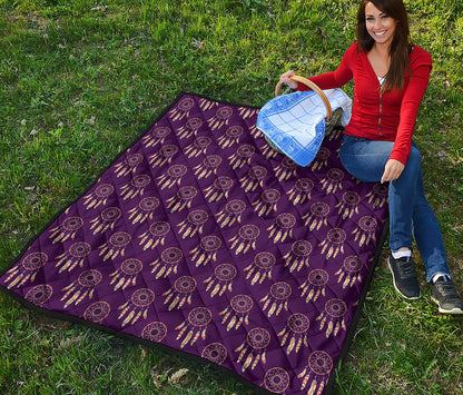 Purple Boho Dream Catcher Pattern Print Quilt
