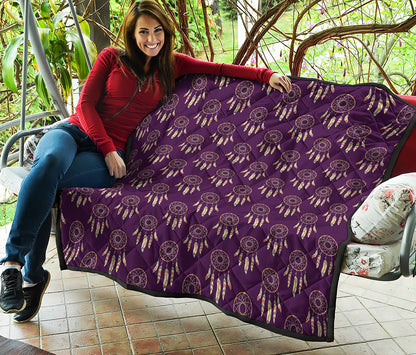 Purple Boho Dream Catcher Pattern Print Quilt