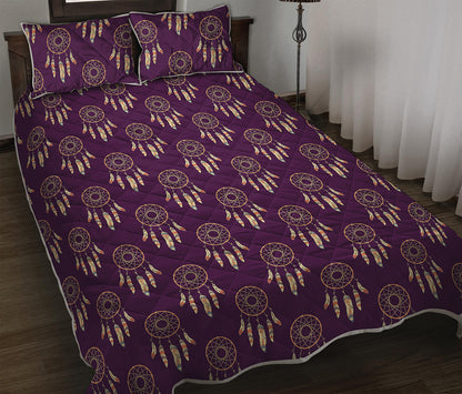 Purple Boho Dream Catcher Pattern Print Quilt Bed Set