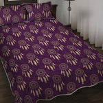 Purple Boho Dream Catcher Pattern Print Quilt Bed Set