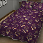 Purple Boho Dream Catcher Pattern Print Quilt Bed Set