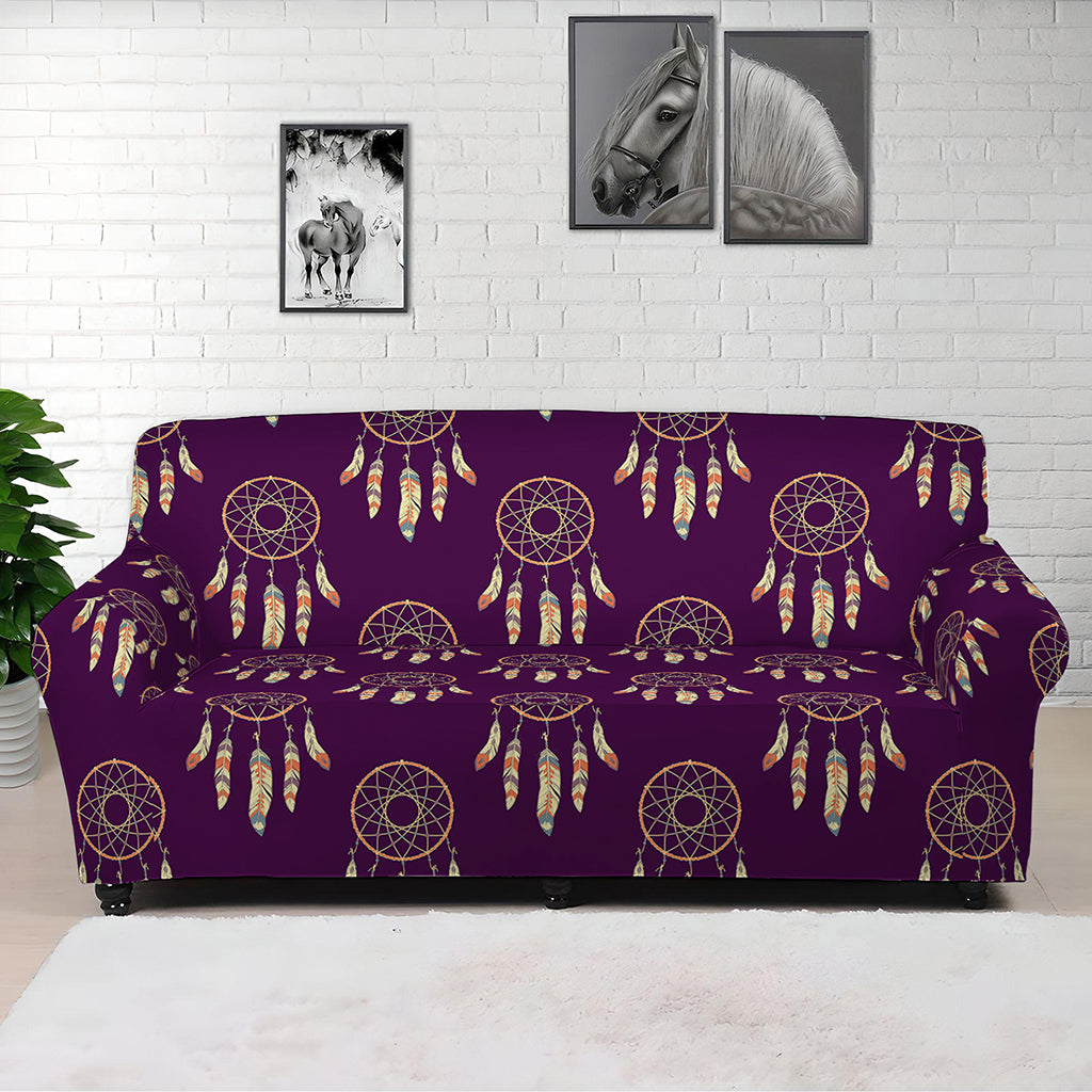 Purple Boho Dream Catcher Pattern Print Sofa Cover