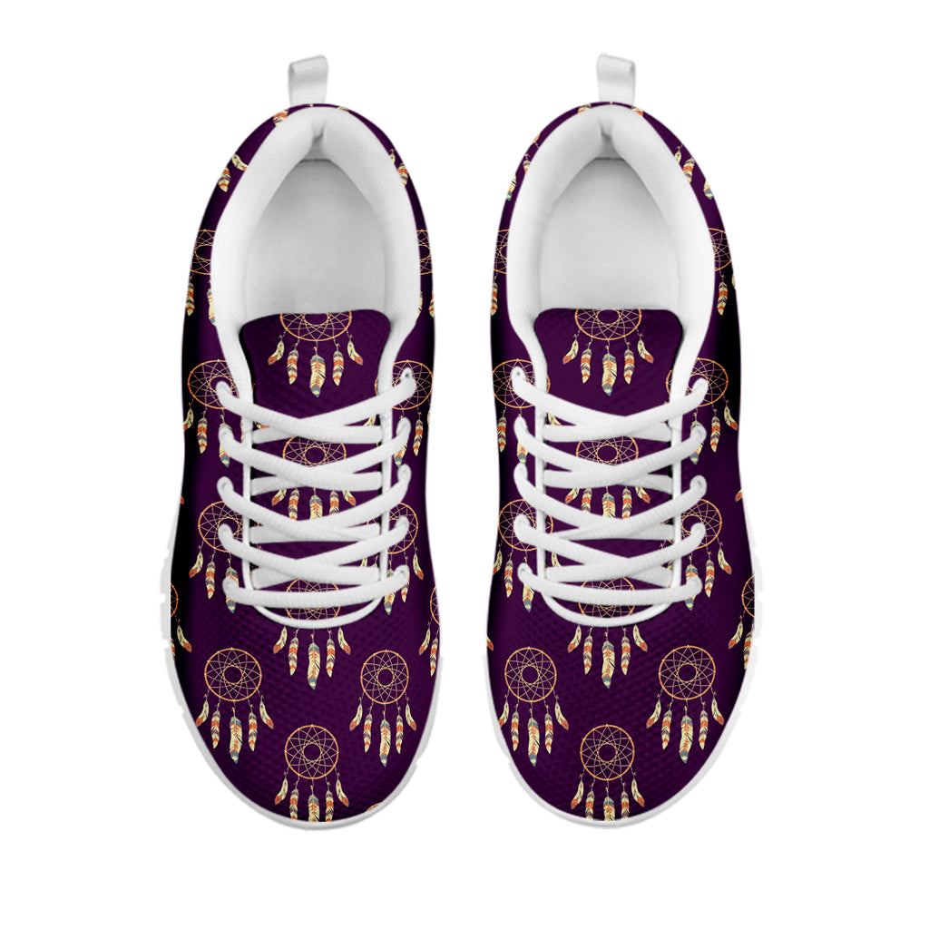 Purple Boho Dream Catcher Pattern Print White Sneakers