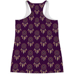 Purple Boho Dream Catcher Pattern Print Women's Racerback Tank Top
