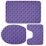 Purple Boston Terrier Pattern Print 3 Piece Bath Mat Set