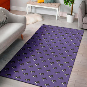 Purple Boston Terrier Pattern Print Area Rug