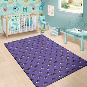 Purple Boston Terrier Pattern Print Area Rug