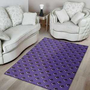 Purple Boston Terrier Pattern Print Area Rug