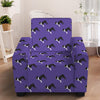 Purple Boston Terrier Pattern Print Armchair Slipcover